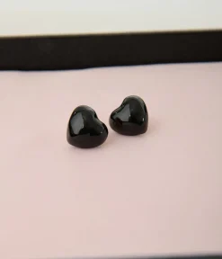 Unique Vintage All Things Black|Earrings>Banned Black Lucky Heart Earrings