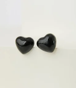 Unique Vintage All Things Black|Earrings>Banned Black Lucky Heart Earrings