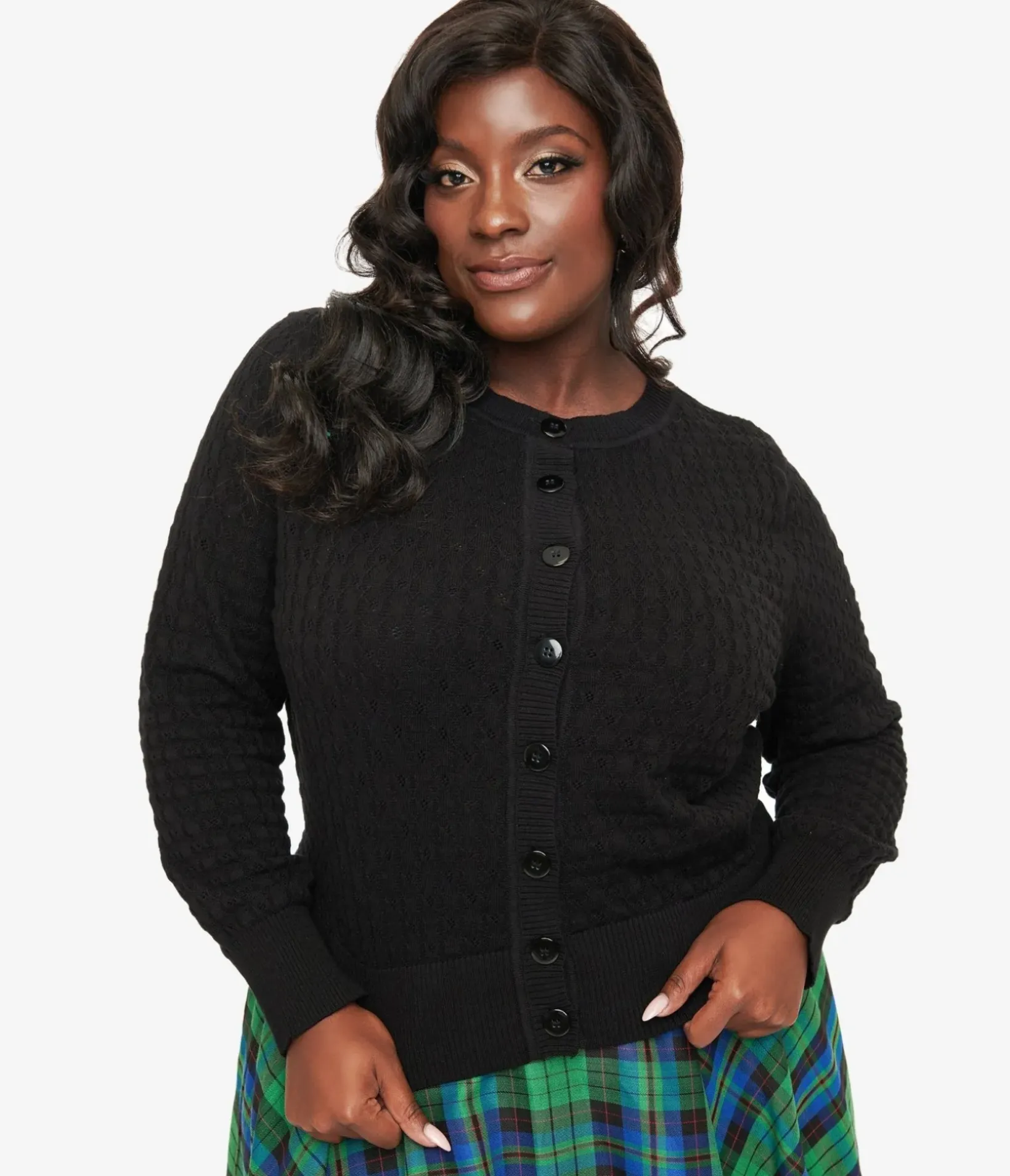 Unique Vintage Sweaters & Cardigans|Work Wear>Banned Plus Size 1950s Black Katie Cardigan