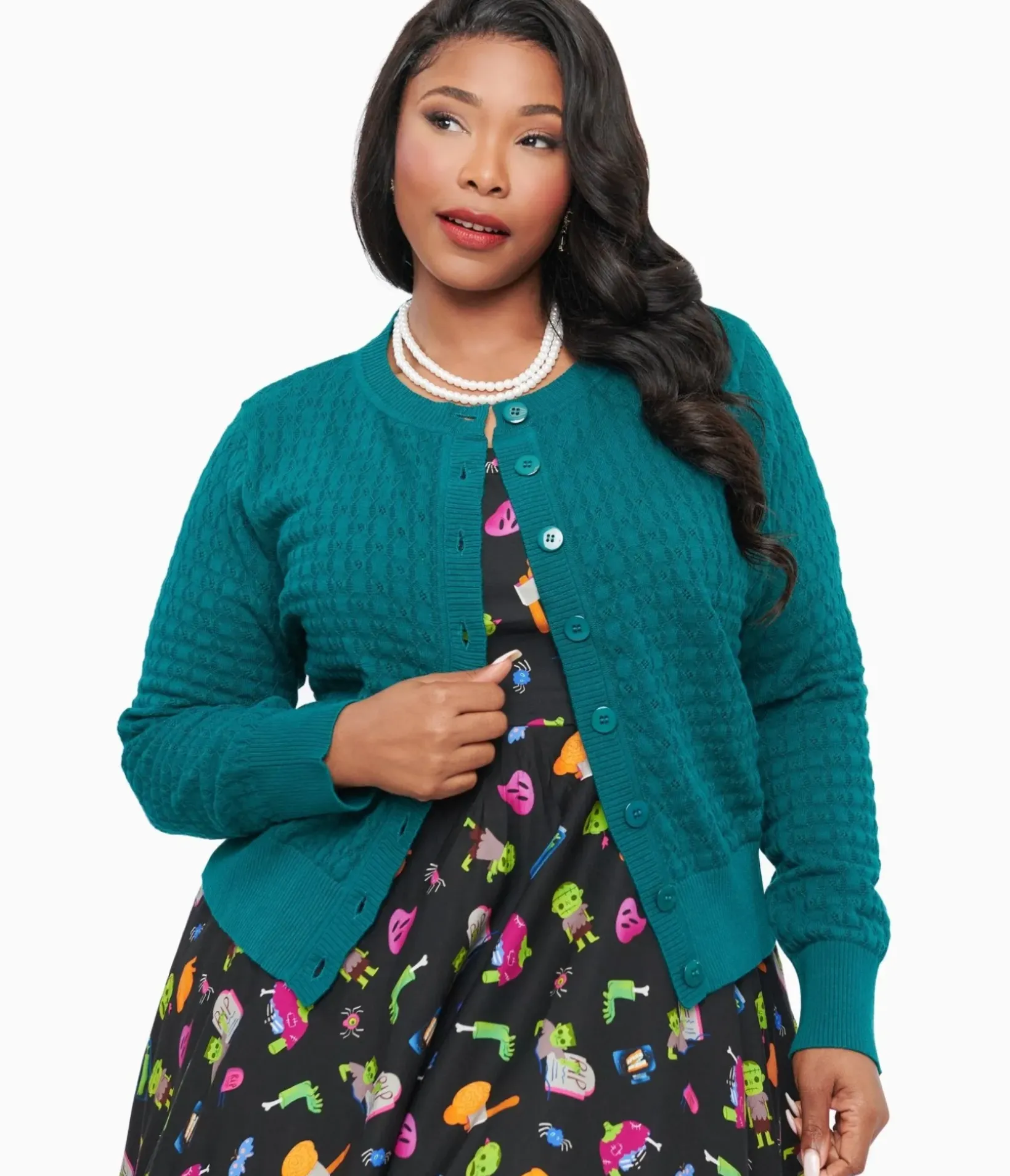 Unique Vintage Sweaters & Cardigans|Work Wear>Banned Plus Size 1950s Green Katie Cardigan