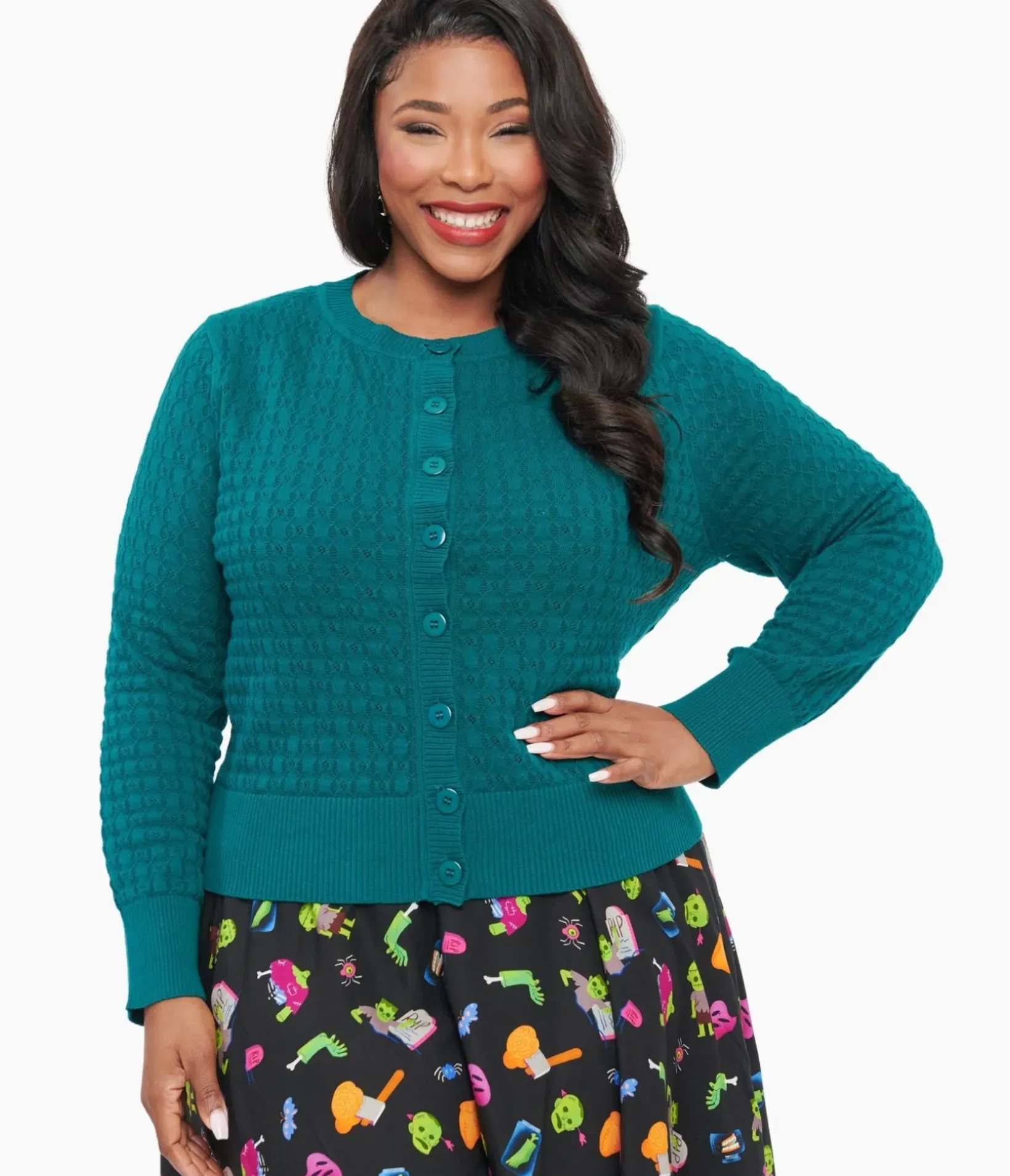 Unique Vintage Sweaters & Cardigans|Work Wear>Banned Plus Size 1950s Green Katie Cardigan