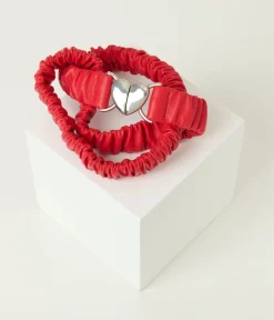 Unique Vintage All Things Red|Belts>Banned Red Leatherette Heart Clasp Belt