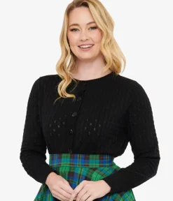 Unique Vintage Sweaters & Cardigans|Disney Bounding>Banned 1950s Black Katie Cardigan