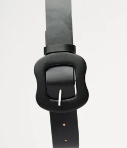 Unique Vintage Belts>Banned 1950s Black Leatherette Rosalie Belt