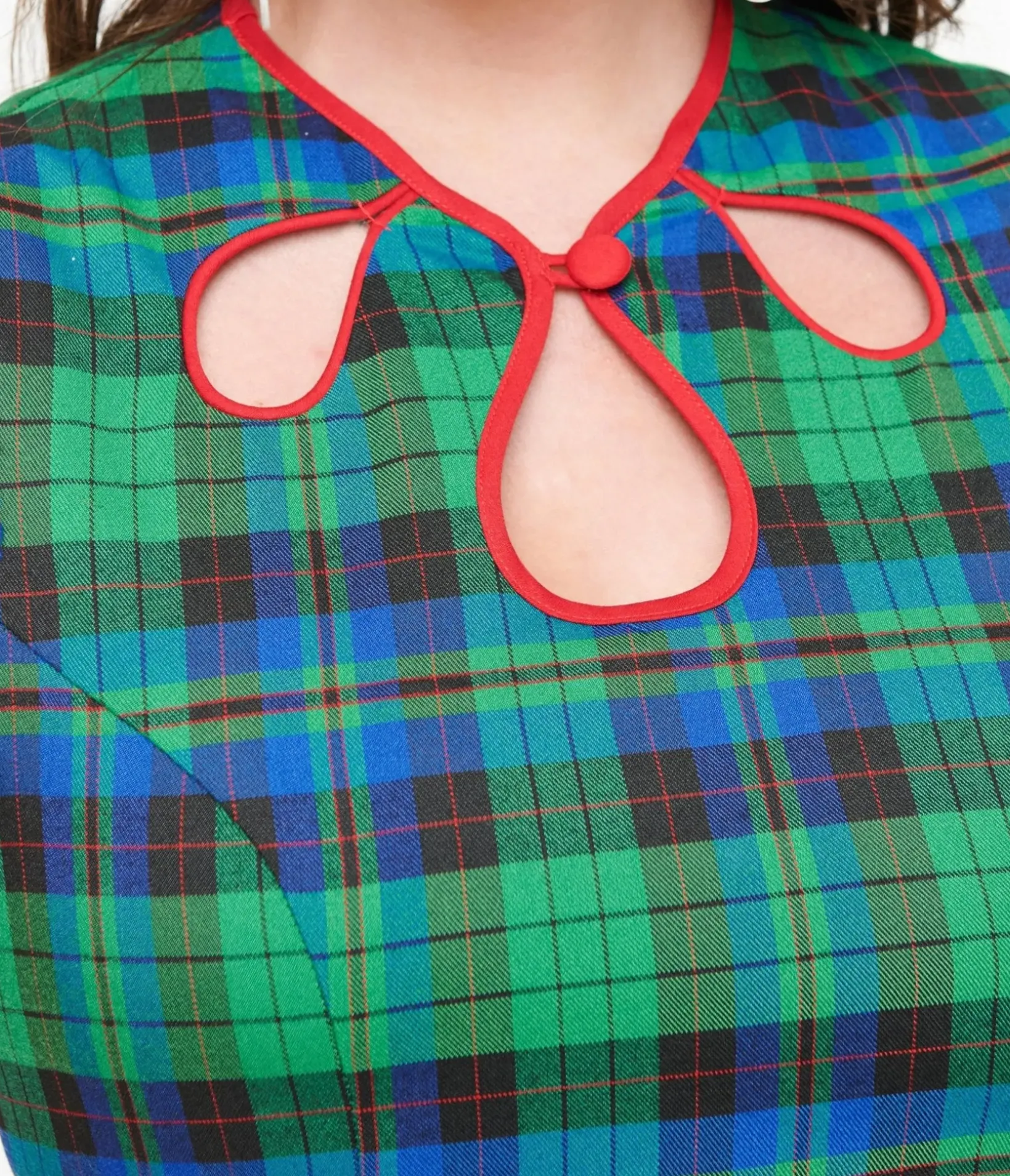 Unique Vintage Swing|Pocket Dresses>Banned 1950s Green & Blue Winter Check Swing Dress