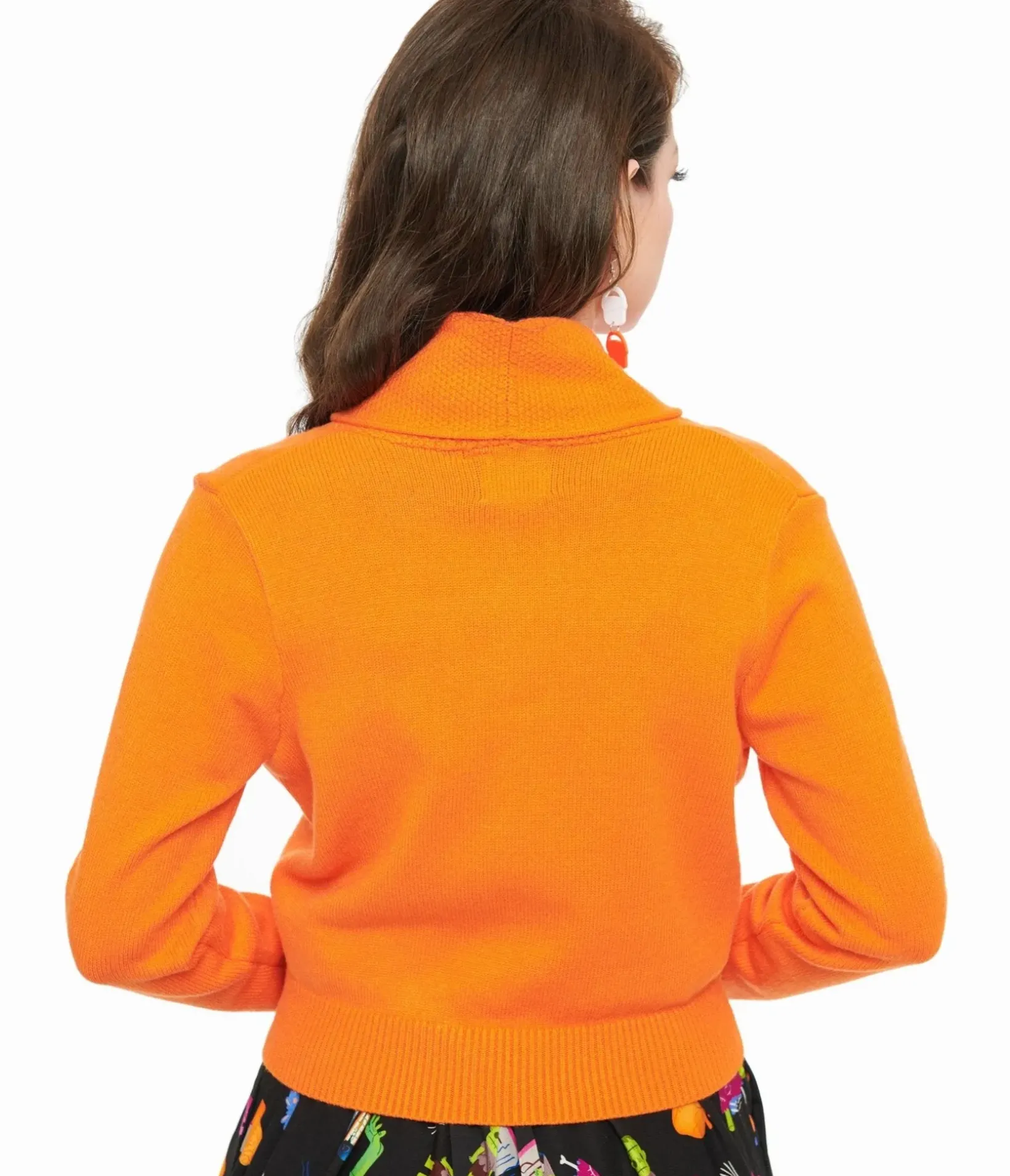 Unique Vintage Sweaters & Cardigans|Work Wear>Banned 1950s Pumpkin Orange Cropped Cardigan
