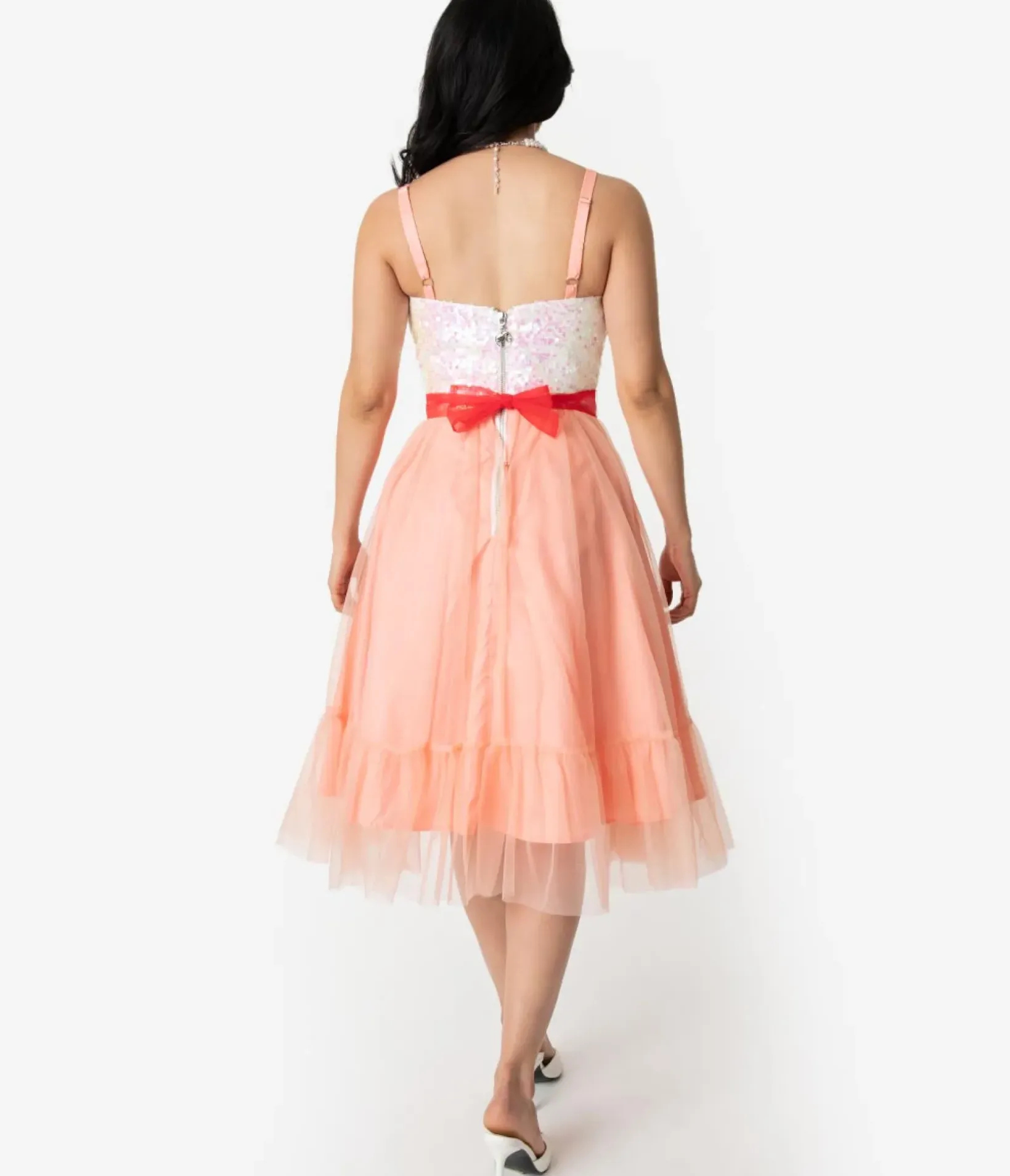 Unique Vintage Swing|Everyday Dresses>Barbie™ x Peaches N Cream Chiffon Dress