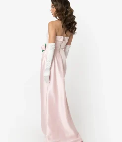 Unique Vintage Pencil|Everyday Dresses>Barbie™ x Pink Satin Strapless Enchanted Evening Gown