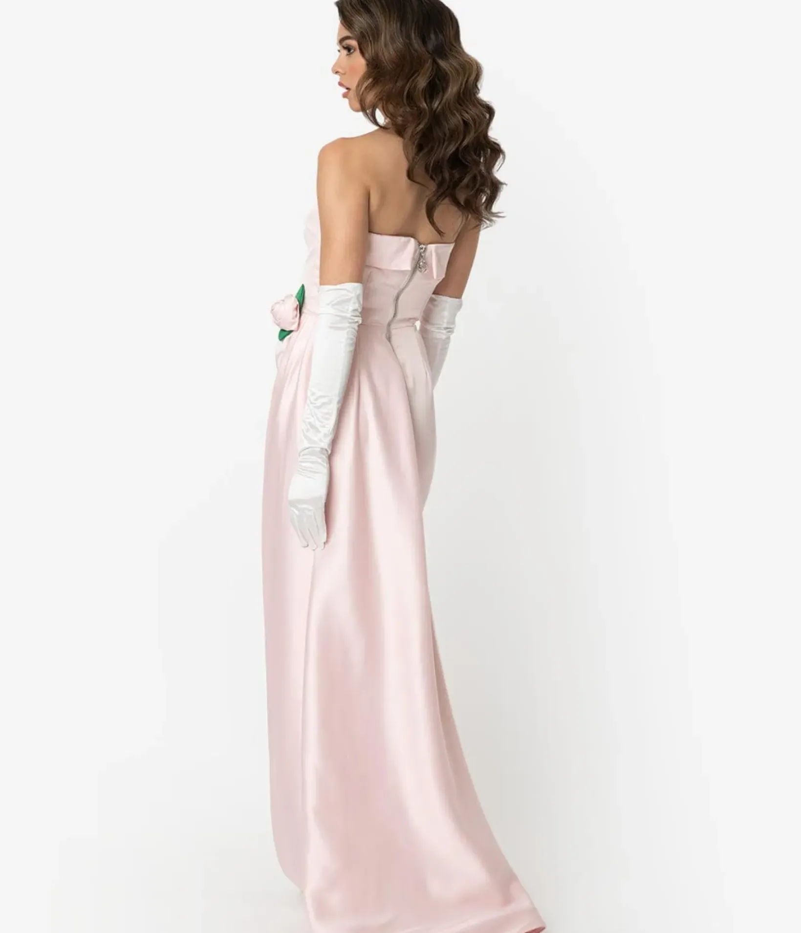 Unique Vintage Pencil|Everyday Dresses>Barbie™ x Pink Satin Strapless Enchanted Evening Gown