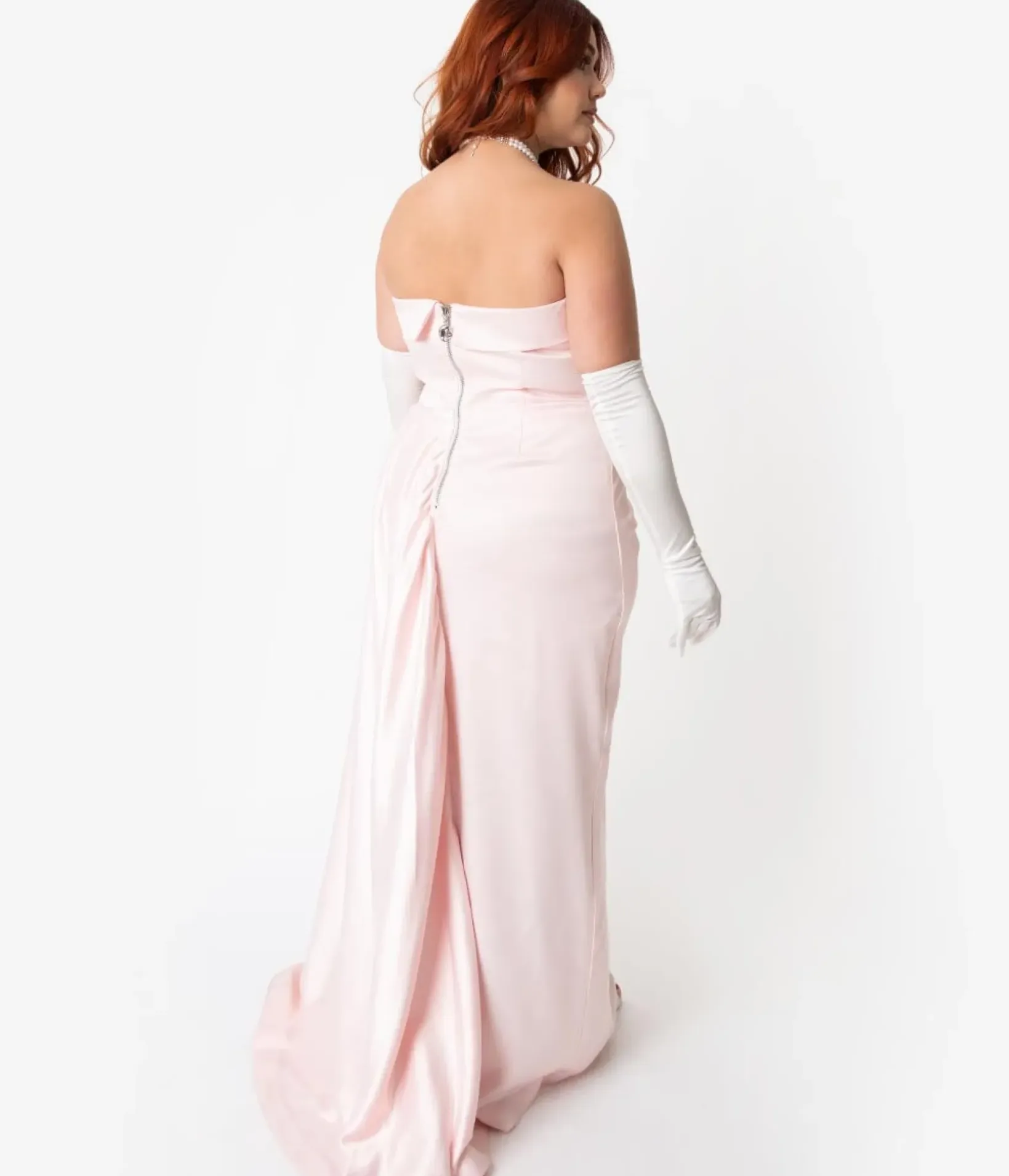 Unique Vintage Pencil|Everyday Dresses>Barbie™ x Pink Satin Strapless Enchanted Evening Gown