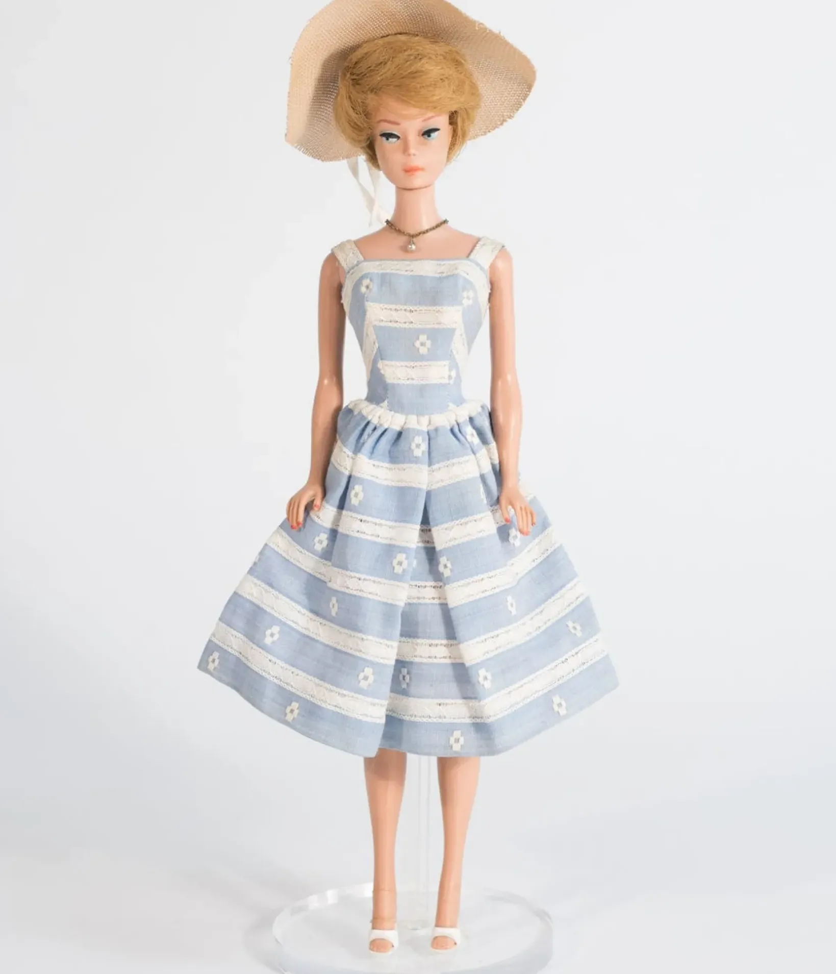 Unique Vintage Swing|Swing>Barbie x Plus Size Blue & White Suburban Shopper Sundress