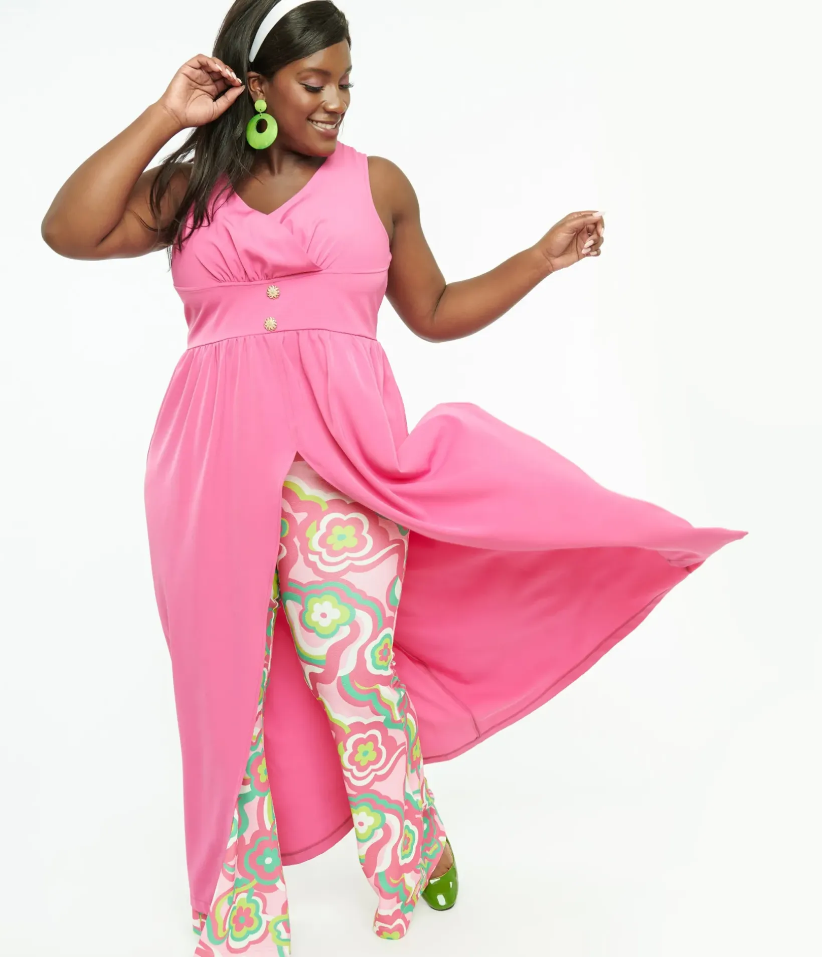 Unique Vintage Blouses|Blouses>Barbie x Plus Size 1970s Pink Evening In House Coat