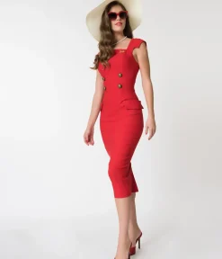 Unique Vintage Pencil|Pencil>Barbie™ x Red Sheath Sensation Wiggle Dress