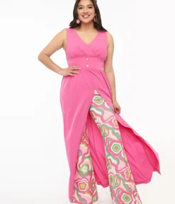 Unique Vintage Blouses|All Things Pink>Barbie x 1970s Pink Evening In House Coat