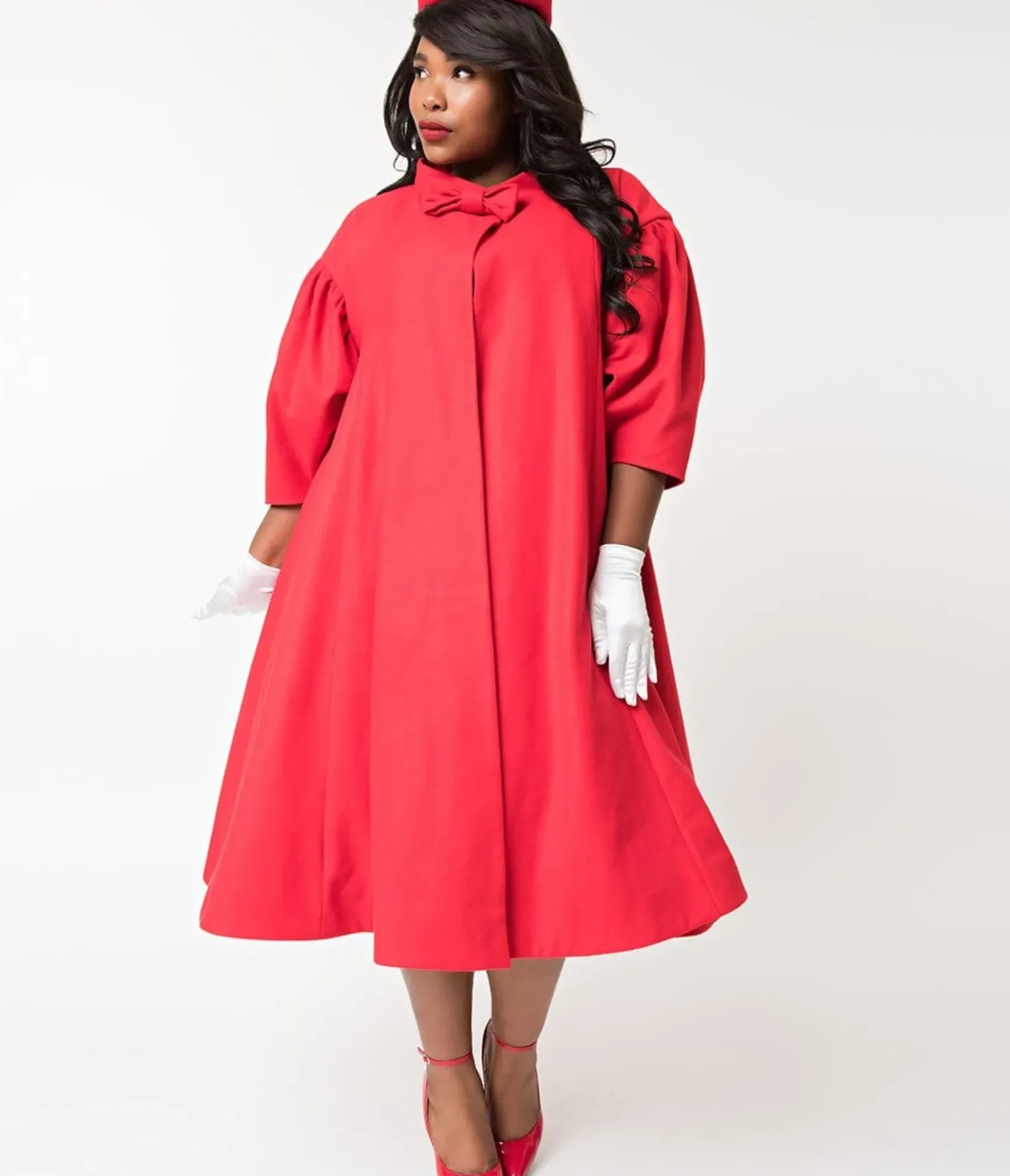 Unique Vintage Coats & Jackets|Everyday Dresses>Barbie™ x 1960s Style Red Flare Swing Coat