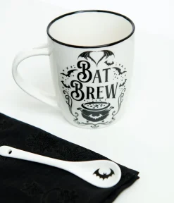 Unique Vintage Halloween>Bat Brew Mug & Spoon Set
