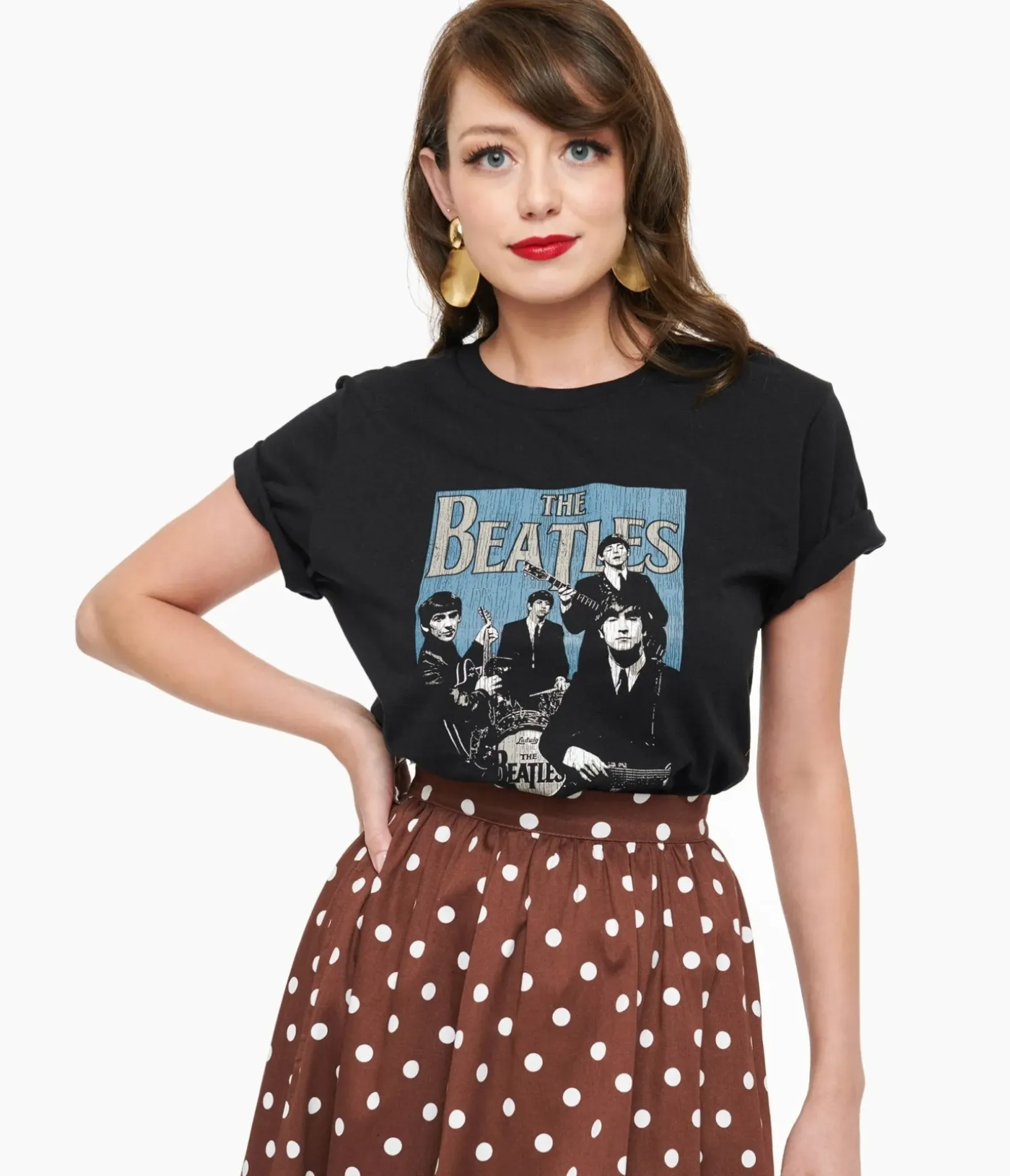 Unique Vintage Graphic Tees|Graphic Tees>Beatles Band Fitted Cotton Graphic Tee