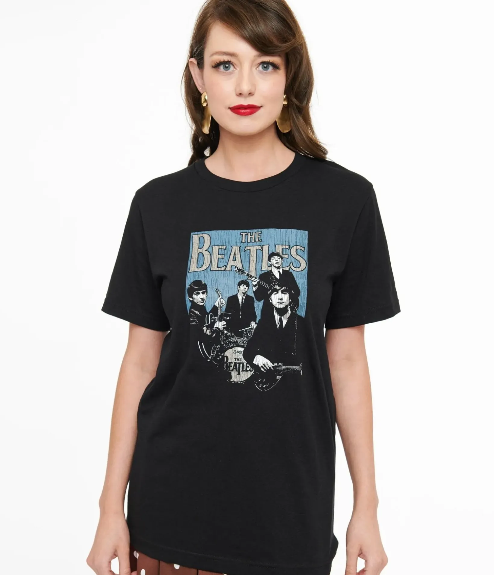 Unique Vintage Graphic Tees|Graphic Tees>Beatles Band Fitted Cotton Graphic Tee