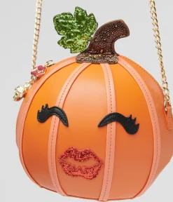 Unique Vintage Novelty Bags>Betsey Johnson Orange You're So Gourdgeous Crossbody Bag