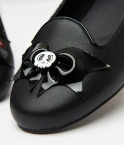 Unique Vintage Halloween|Flats>Black Bat & Skull Lydia Flats
