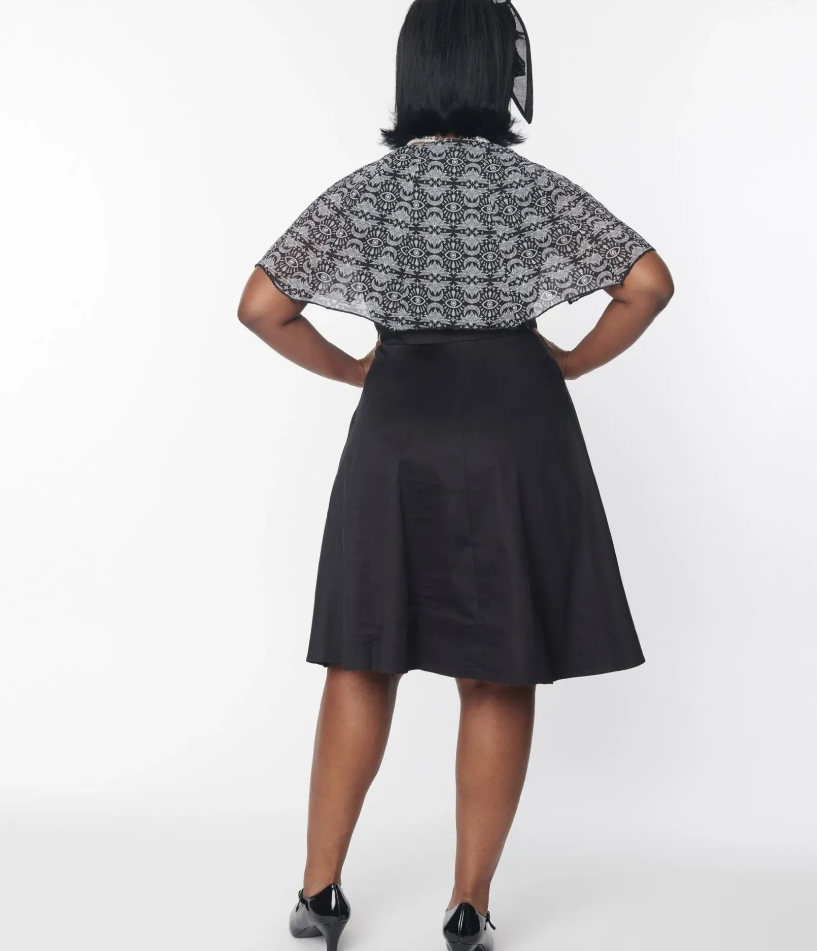 Unique Vintage Swing|Everyday Dresses>Black Batwing Cape Dress