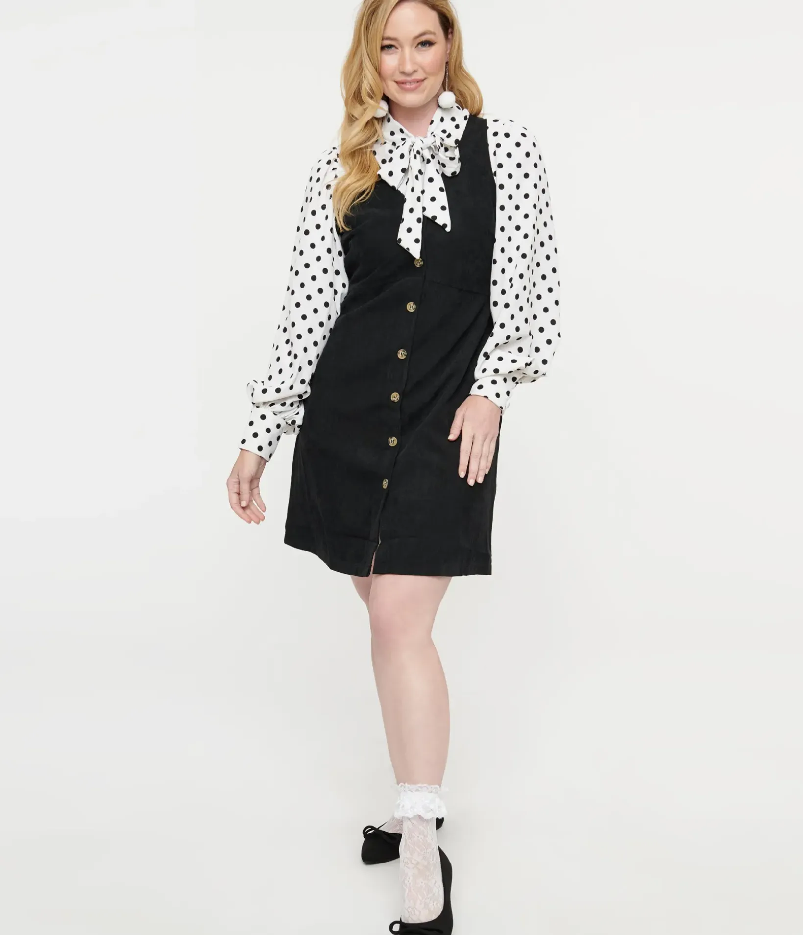 Unique Vintage Fit & Flare|Pocket Dresses>Black Button Up Fit & Flare Dress