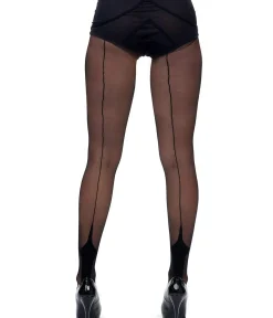 Unique Vintage Lingerie & Shapewear|Stockings & Tights>Black Cuban Heel Stockings