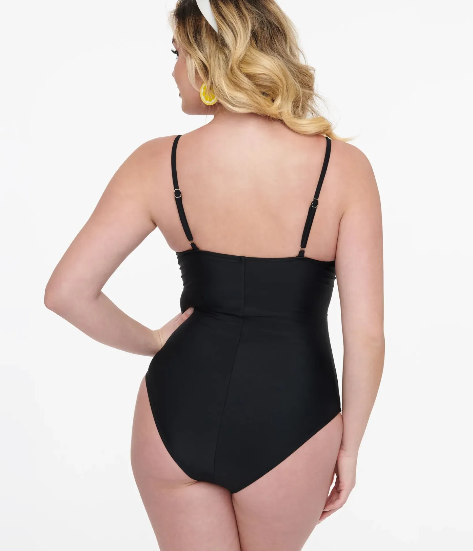 Unique Vintage One Piece Swim>Black Cutout One Piece Swimsuit