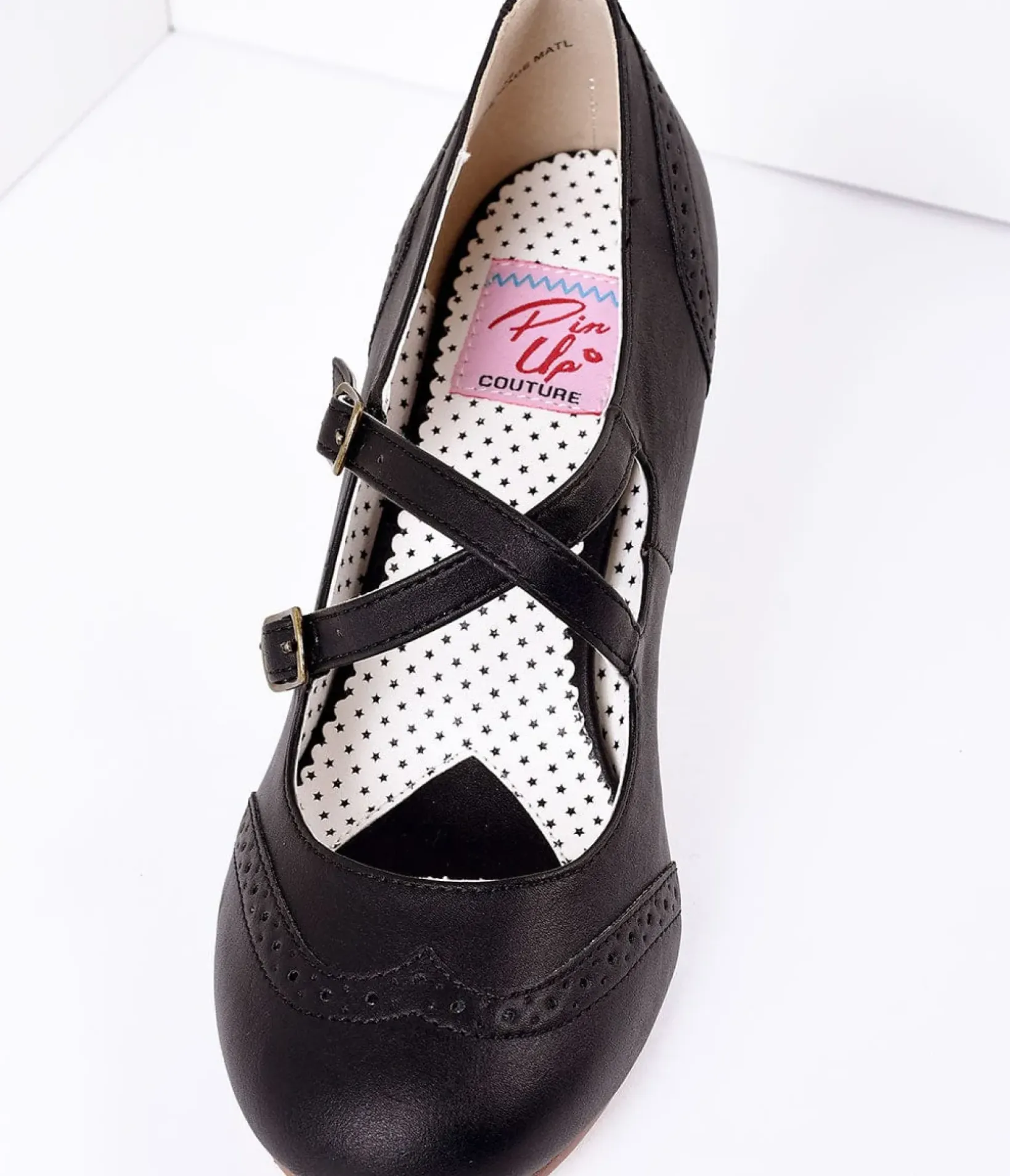 Unique Vintage Work Wear|Heels>Black Faux Leather Detailed Heel
