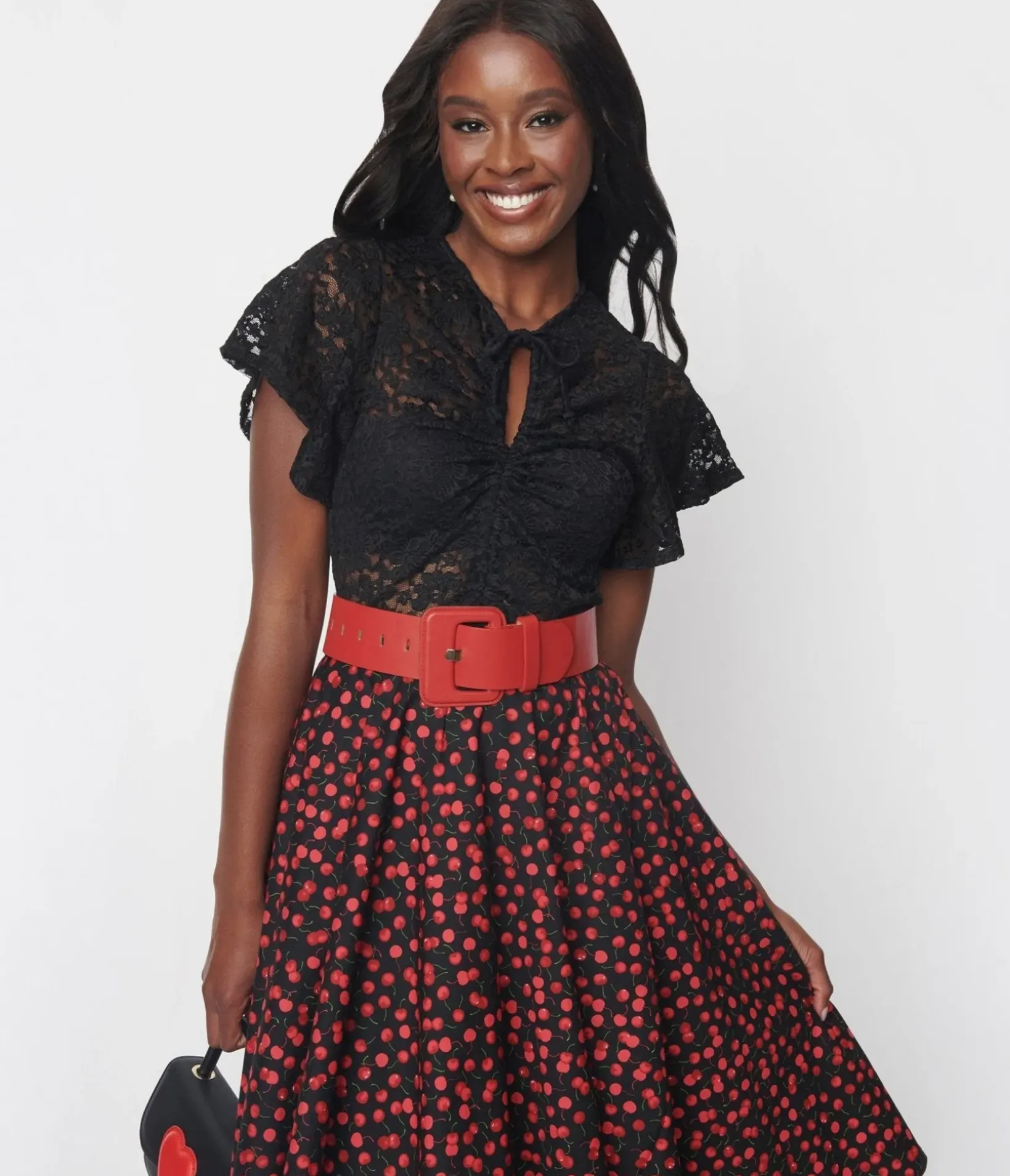 Unique Vintage Blouses|Blouses>Black Floral Lace Knit Top