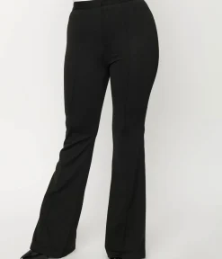 Unique Vintage All Things Black>Black Front Pleat Flare Pants