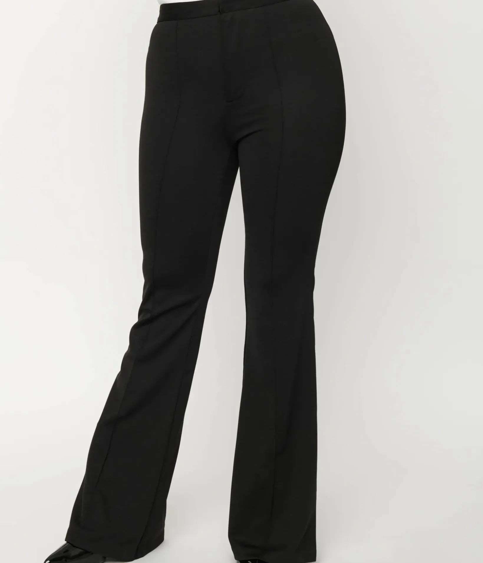 Unique Vintage All Things Black>Black Front Pleat Flare Pants