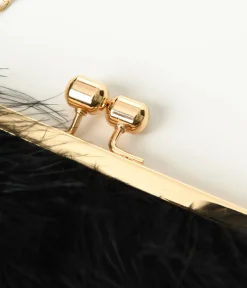 Unique Vintage Special Occasion|Prom Accessories>Black Fur Clutch Bag