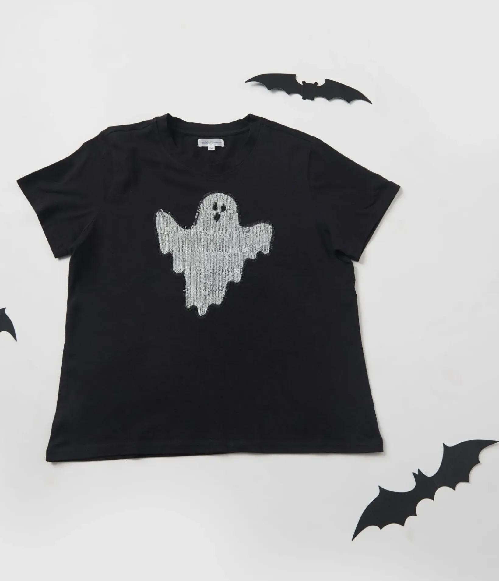 Unique Vintage Graphic Tees|Graphic Tees>Black Ghost Sequin Unisex Tee