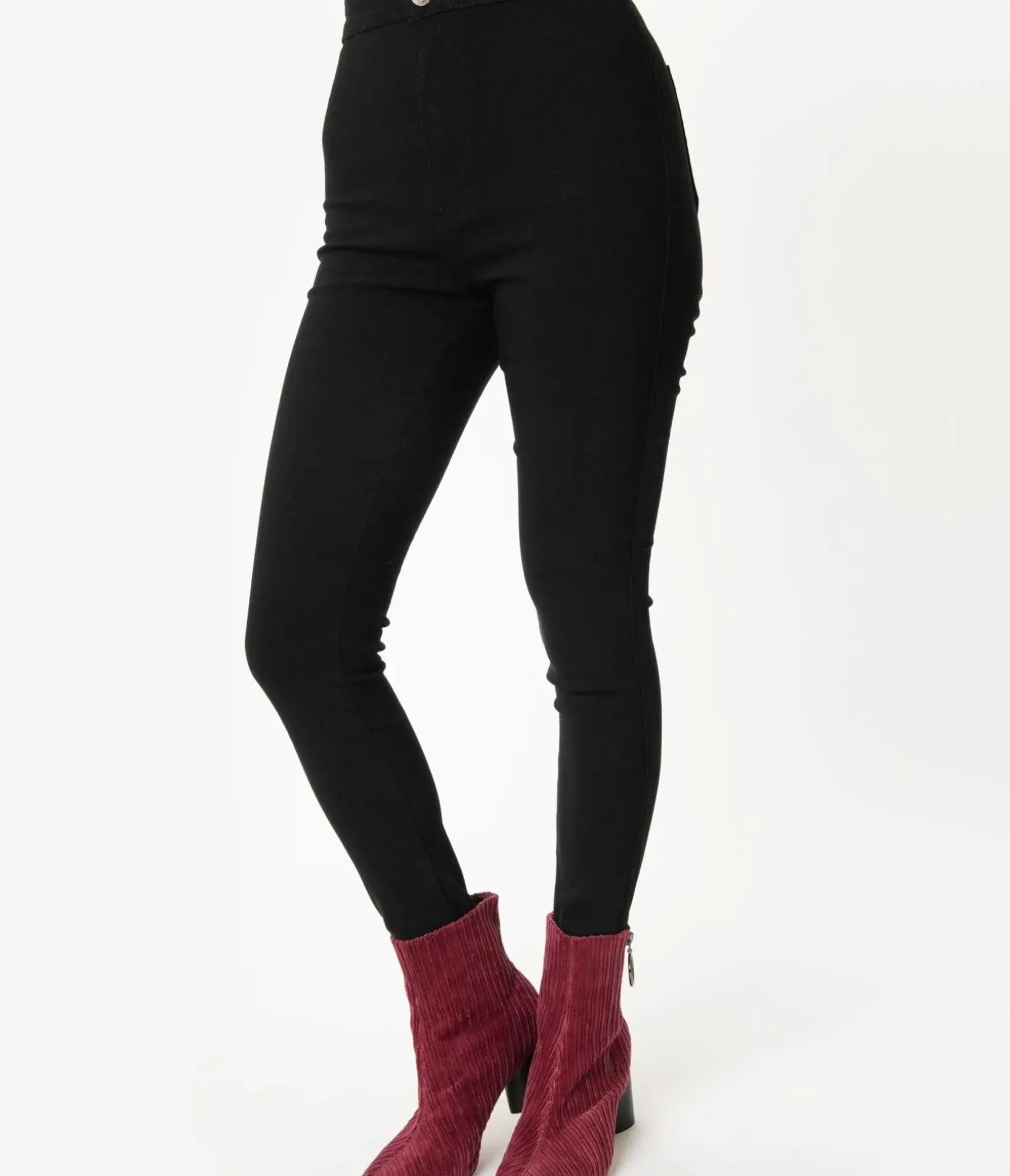 Unique Vintage Pants|Work Wear>Black High Waist Cigarette Pants