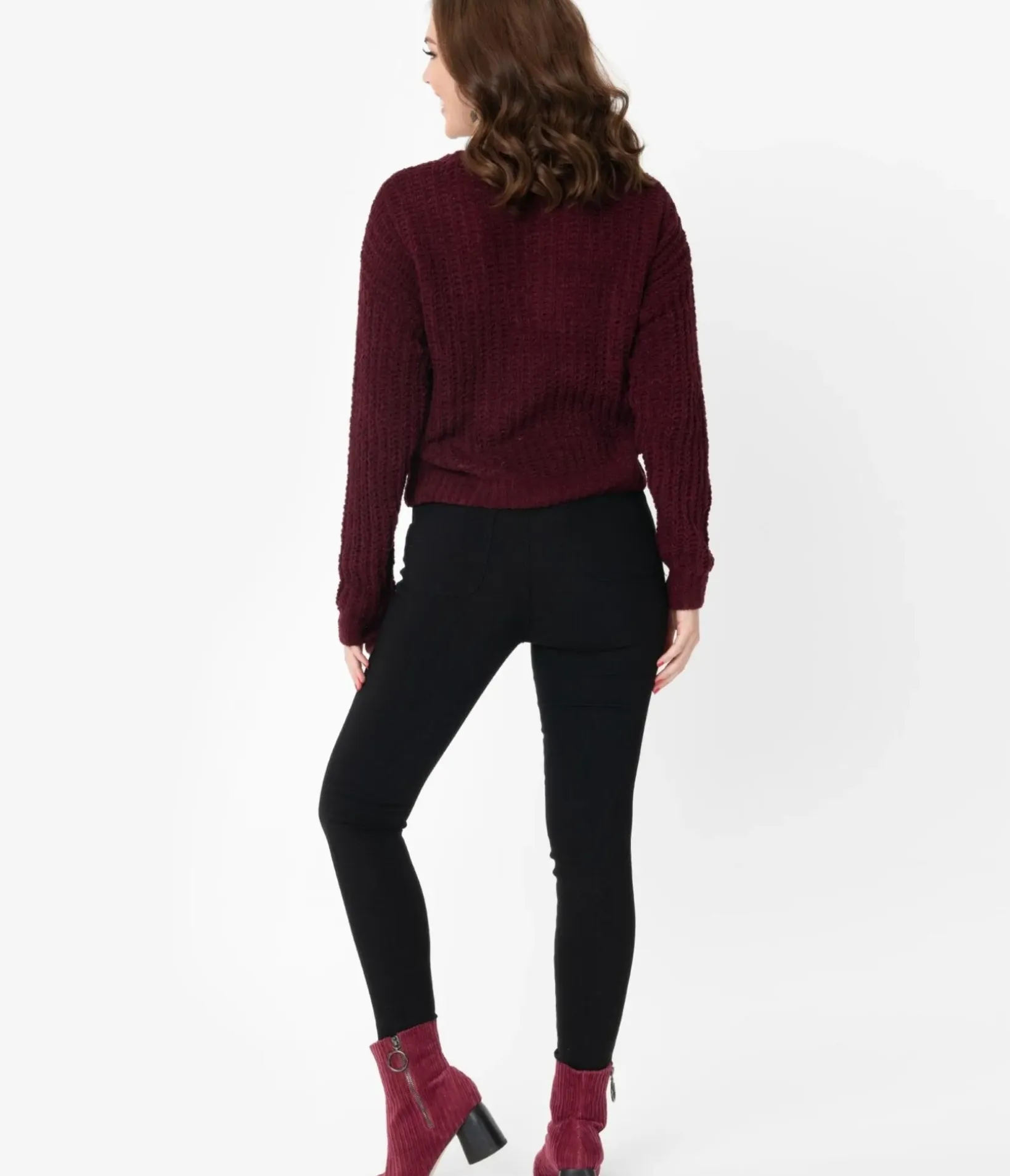 Unique Vintage Pants|Work Wear>Black High Waist Cigarette Pants