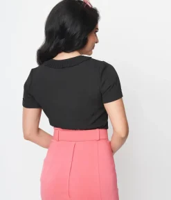 Unique Vintage Work Wear>Black Ingrid Top