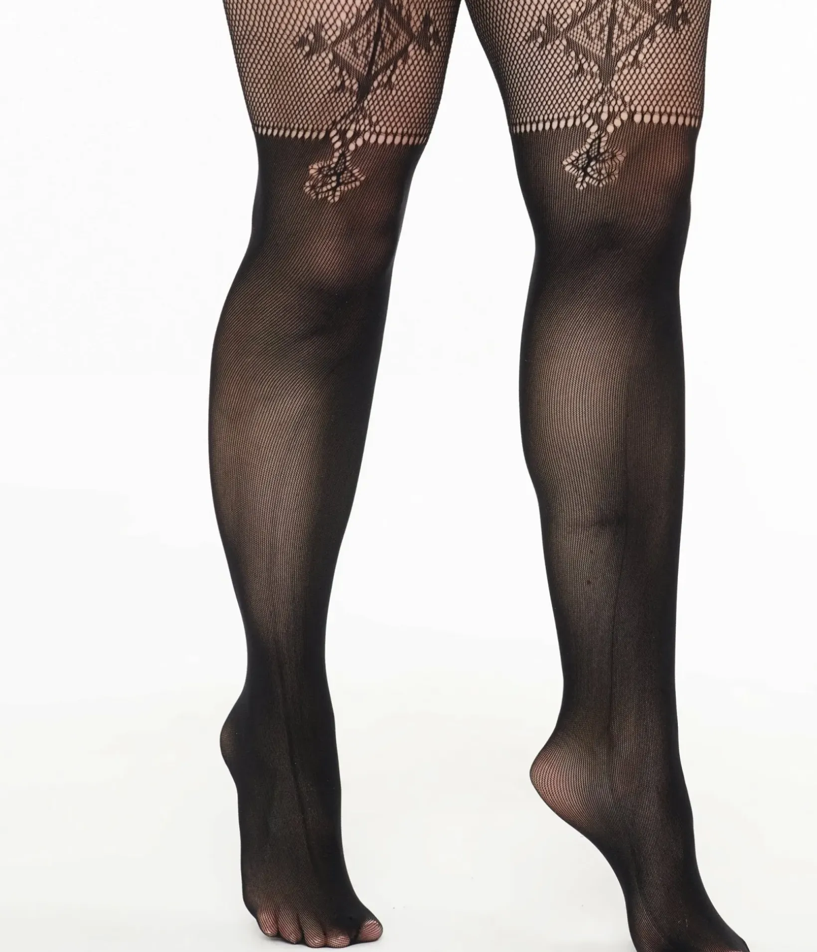 Unique Vintage Stockings & Tights>Black Lace Goth Babe Fishnet Tights