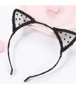 Unique Vintage Headbands>Black Lace Kitty Headband