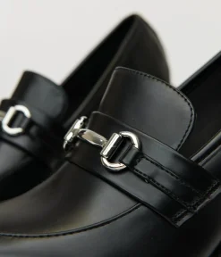 Unique Vintage Heels>Black Leatherette Loafer Heels