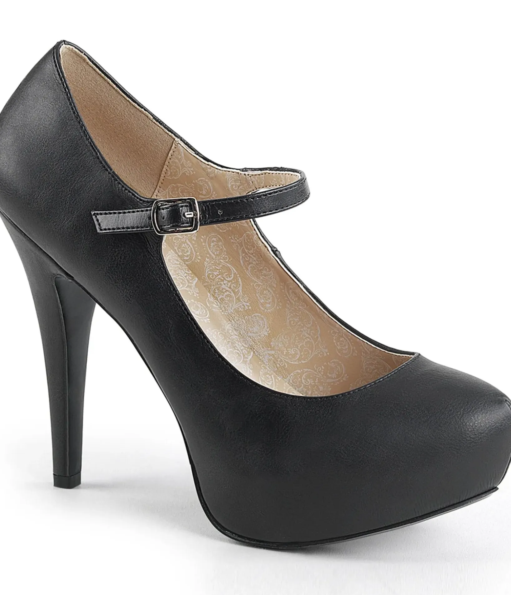 Unique Vintage Heels>Black Leatherette Mary Jane Pumps