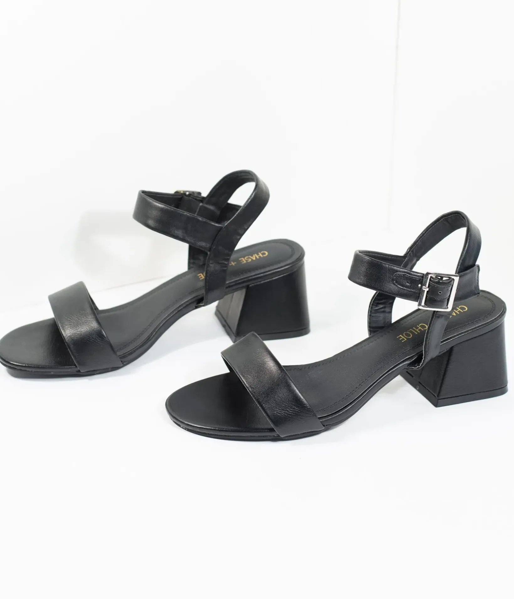 Unique Vintage Heels|Sandals>Black Leatherette Teagan Heeled Sandal