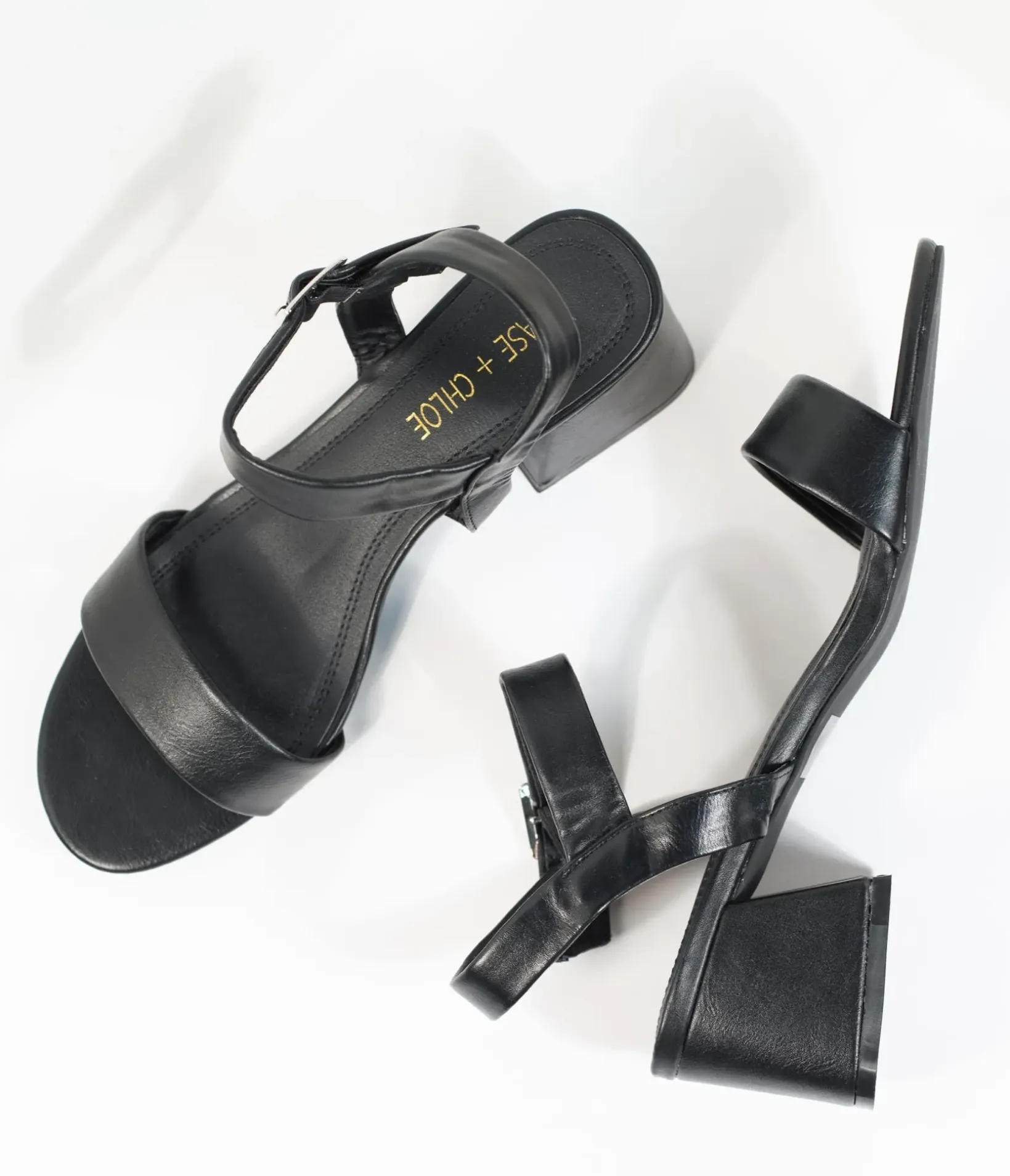 Unique Vintage Heels|Sandals>Black Leatherette Teagan Heeled Sandal