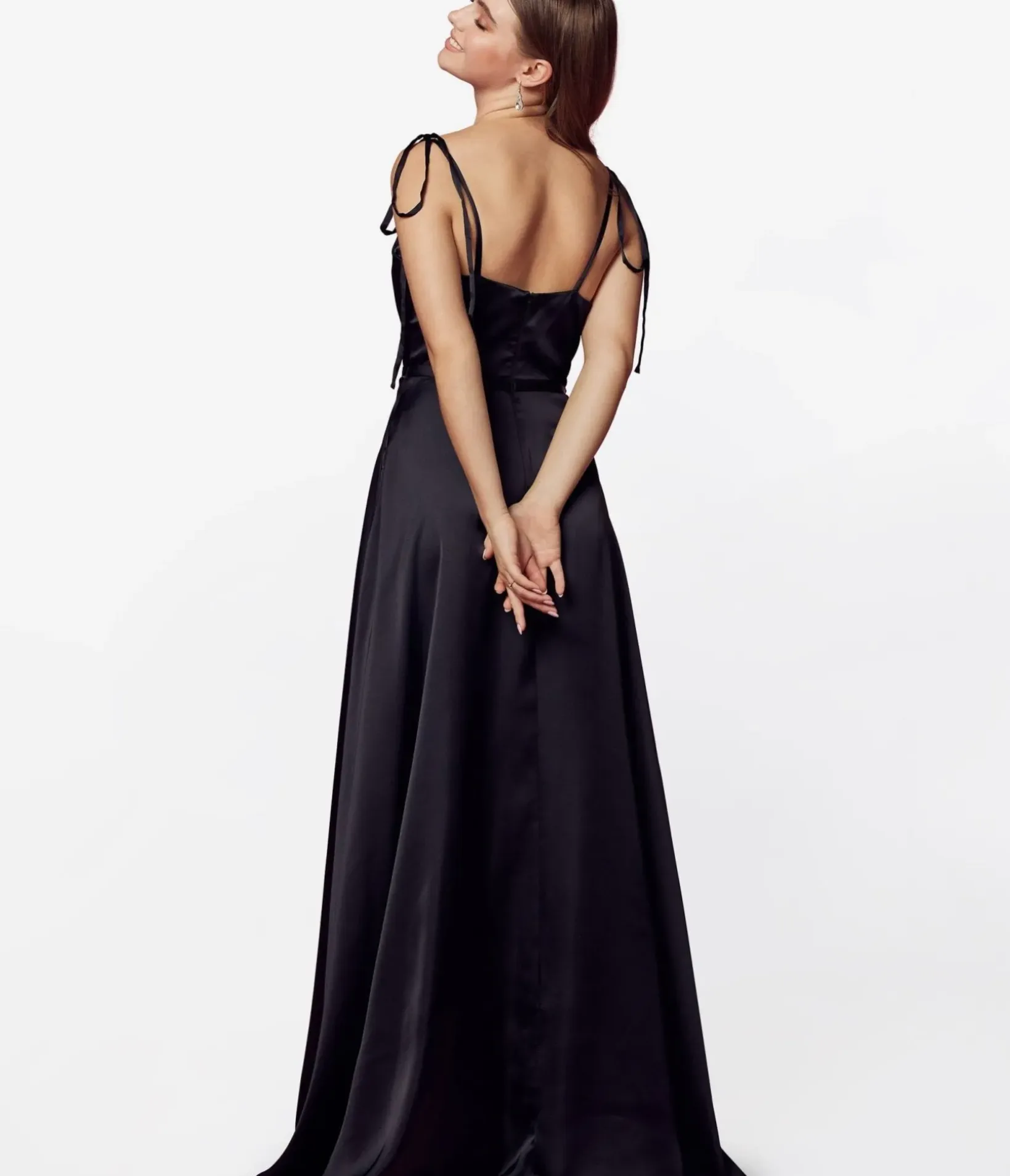 Unique Vintage Special Occasion|Prom Dresses>Black Liquid Satin Prom Dress