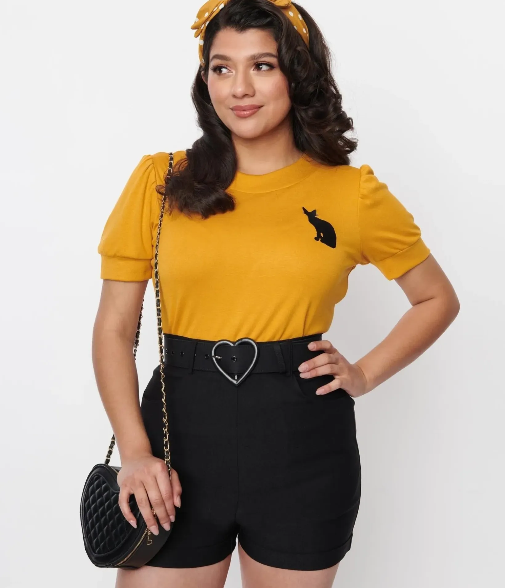 Unique Vintage Shorts>Black Love Your Curves Shorts