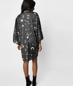 Unique Vintage Jackets|Coats & Jackets>Black Moon & Stars Celestial Witch Kimono