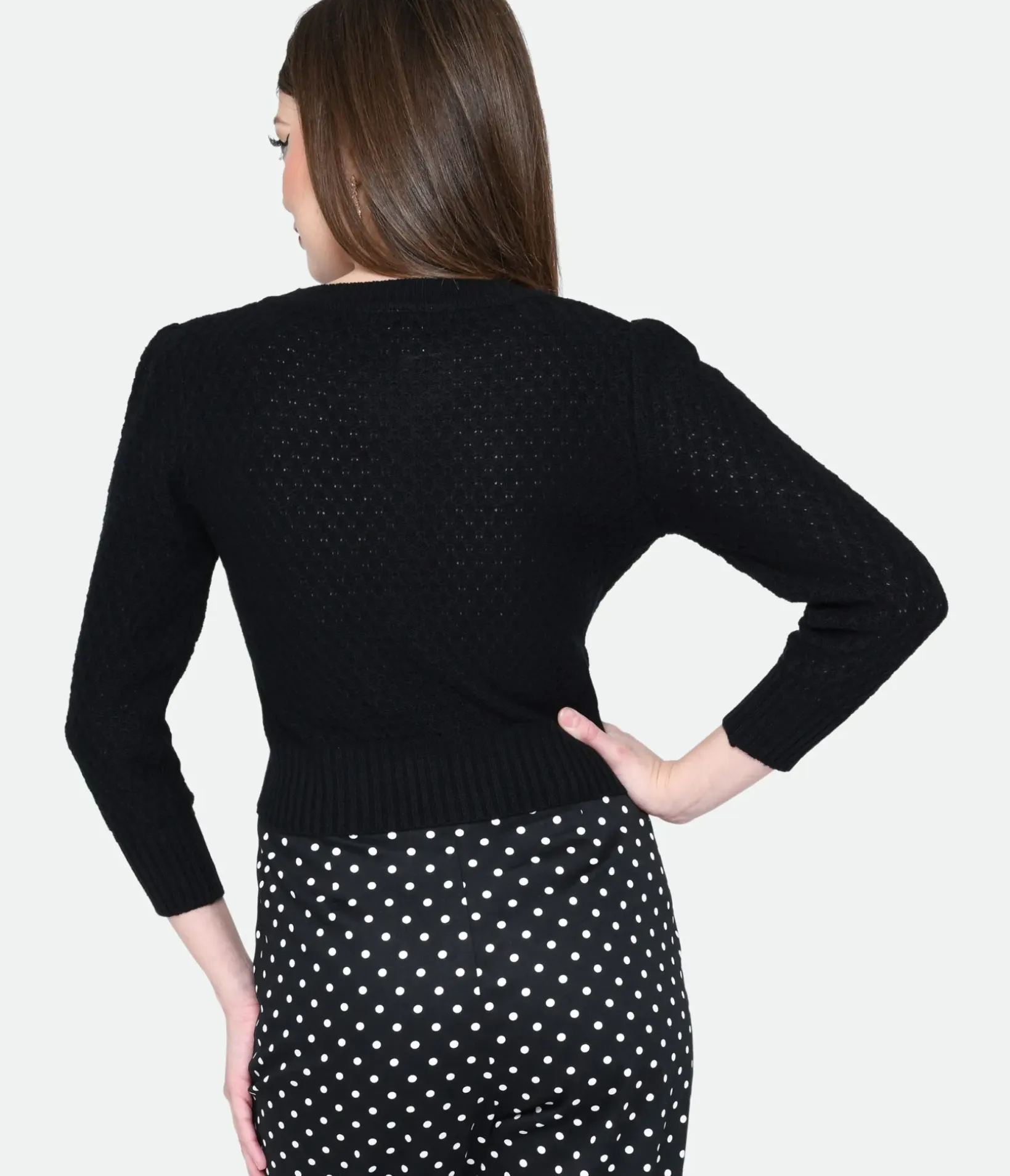 Unique Vintage Sweaters & Cardigans>Black & Octopus Cropped Cardigan