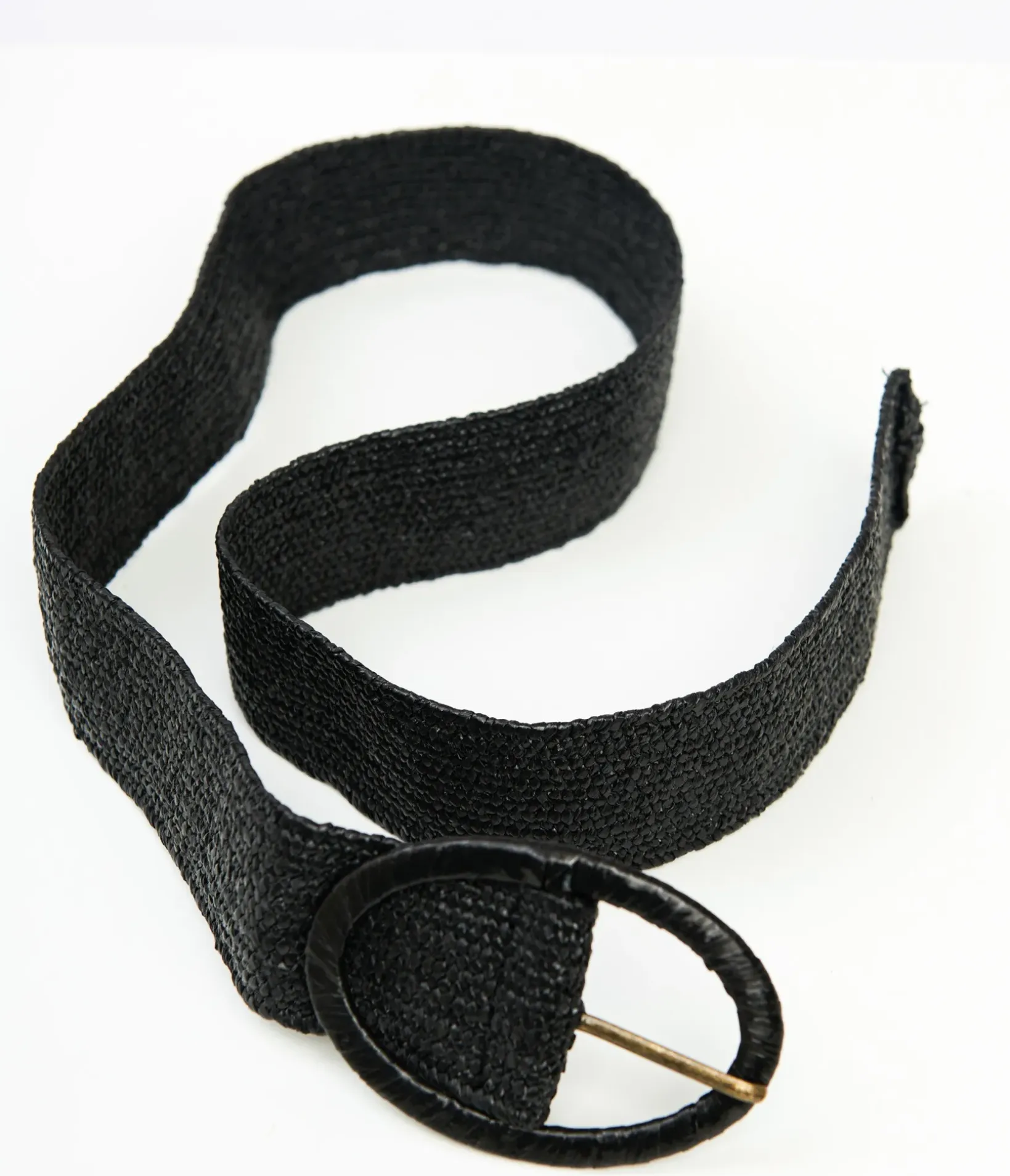 Unique Vintage Belts>Black Oval Buckle Belt