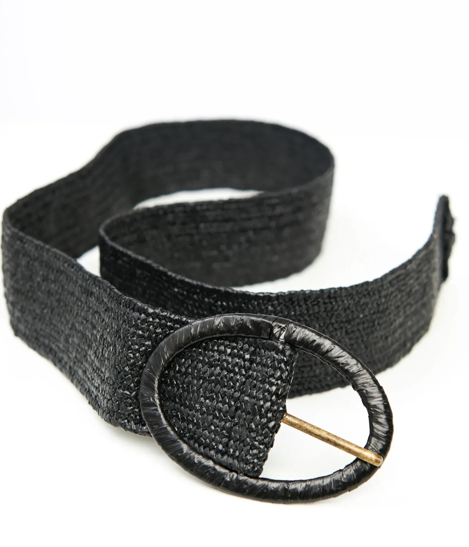 Unique Vintage Belts>Black Oval Buckle Belt