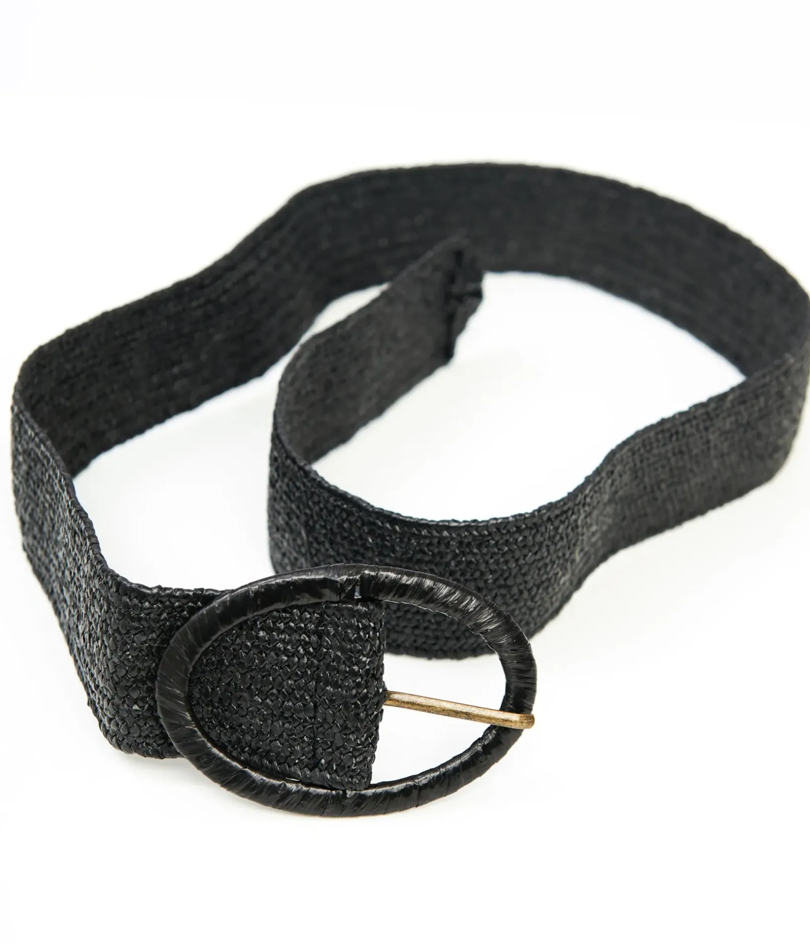 Unique Vintage Belts>Black Oval Buckle Belt